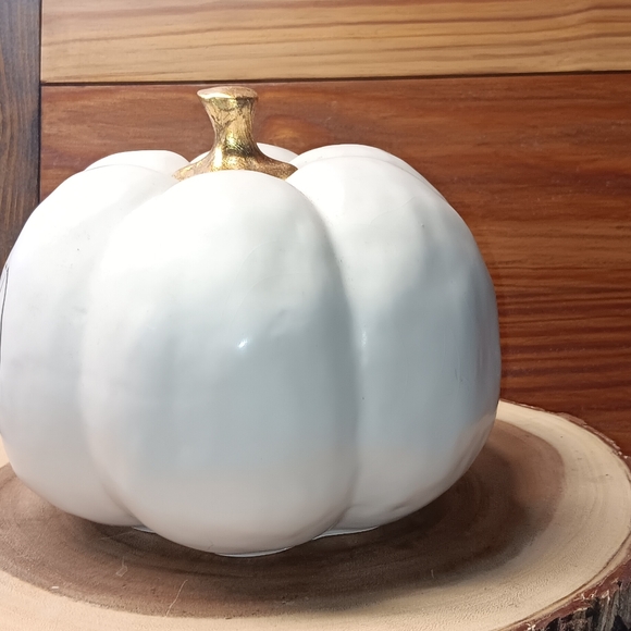 Rae Dunn BLESSED pumpkin with gold - Picture 3 of 4